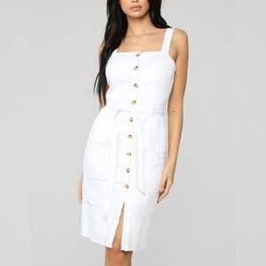 XS Fashion Nova Fresh As A Daisy White Denim Dress